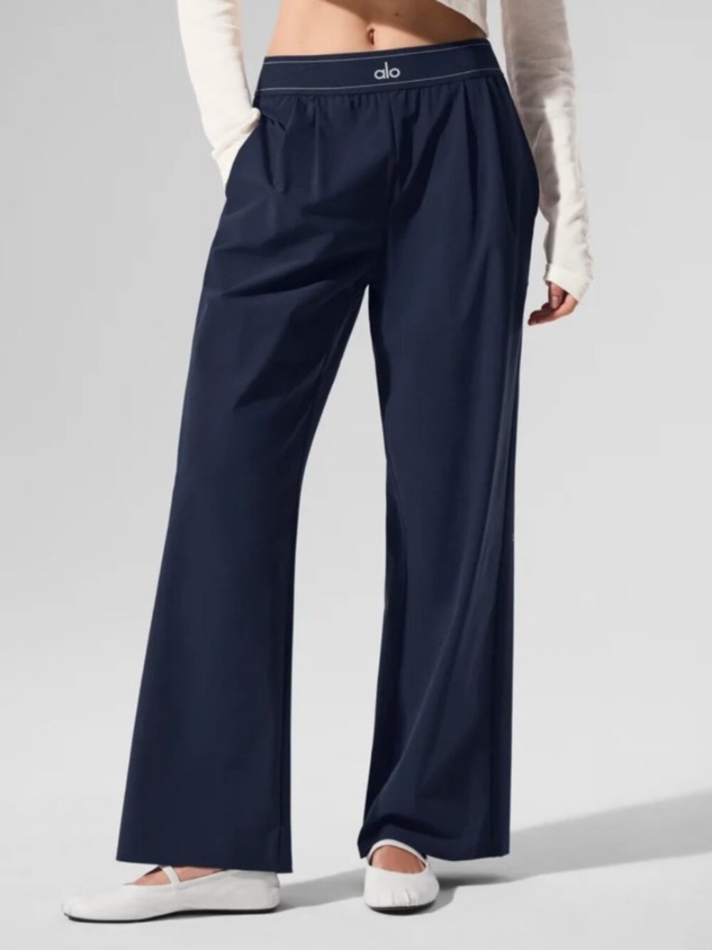 ALO Yoga Navy Wide-Leg Lounge Pants
